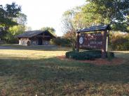 Picture of Rotary Park Nature Preserve trailhead with restroom